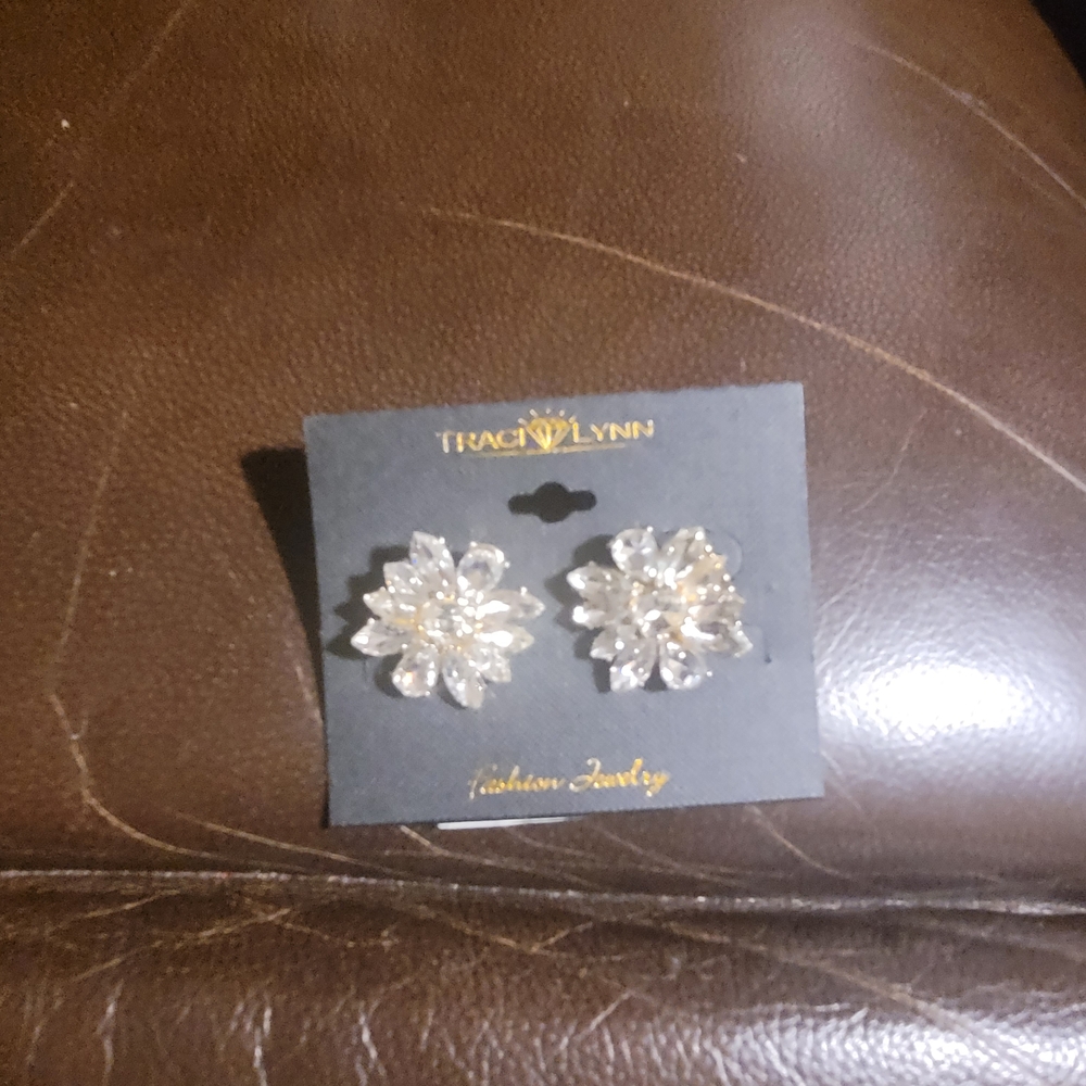 Traci Lynn Gold and Silver Floral Earrings